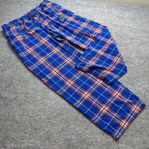 Florida Gators Pajamas Men 2XL Blue Orange Flannel Plaid Sleepwear 29" Straight